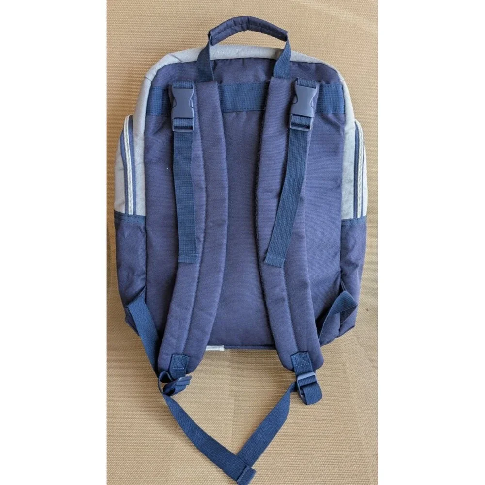 Nautica Backpack Blue Silver Insulated Drink Pockets Multi Compartment Kids Logo